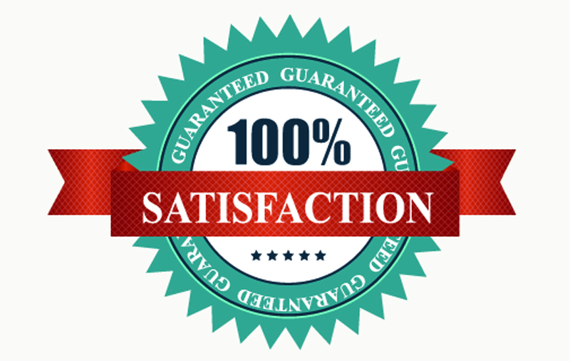 Vector 100% satisfaction guaranteed retro  label with red ribbon